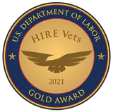 U.S. Department of Labor HIRE Vets Gold Award medallion, 2021