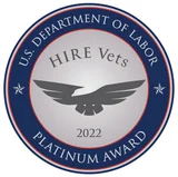 U.S. Department of Labor HIRE Vets Platinum Award medallion, 2022
